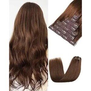 Dalise Clip in Hair Extensions Real Human Hair Chocolate Brown 24 Inch Straight